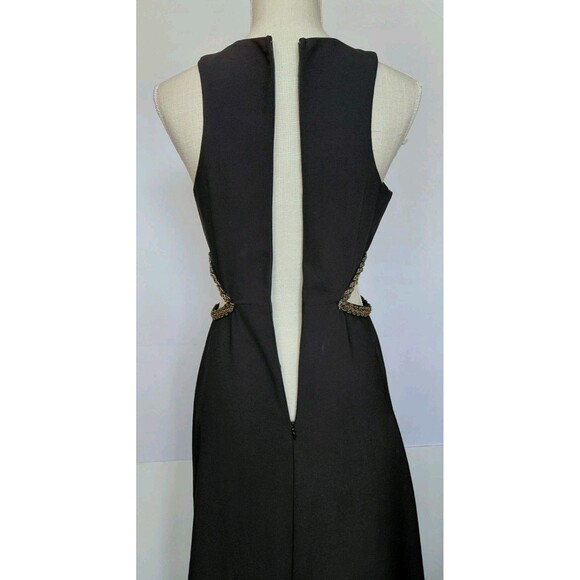 Lovers + Friends Sz S Black Sleeveless Maxi Dress with Side Silver Bead Cutouts - Picture 6 of 11